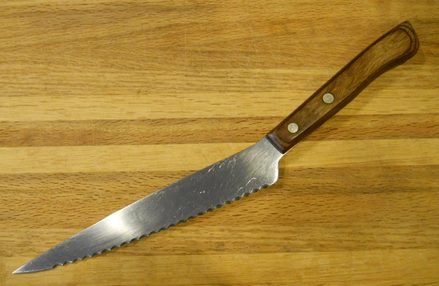Vintage Offset Serrated Bread Knife Stainless Blade 7" Used USA