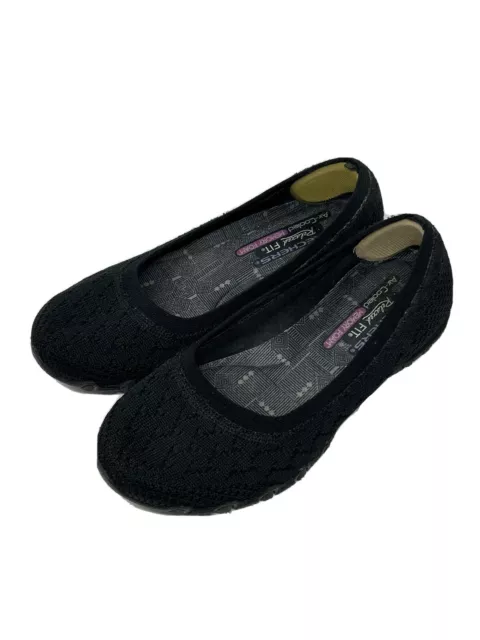 SKECHERS WOMENS Relaxed Fit Bikers Witty Knit Ballet Flat Black Size 7 $26.90 -