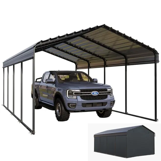12x20 ft Outdoor Carport Heavy Duty Gazebo Garage Car Shelter Shade w/ Sidewall
