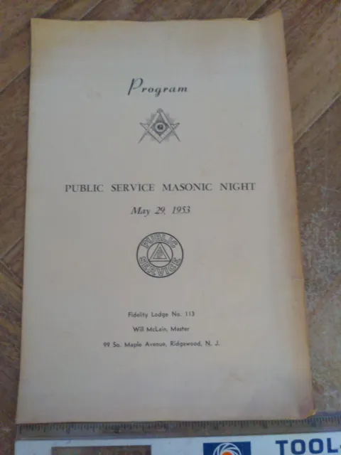 Program Masonic Night Ridgewood, NJ 1953