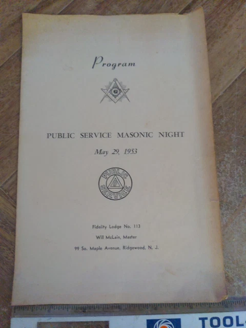 Program Masonic Night Ridgewood, NJ 1953