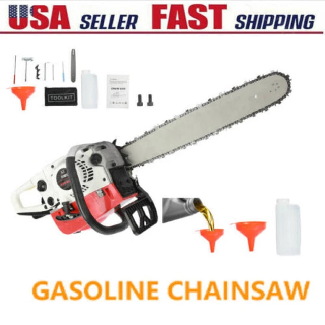 20& 58CC GASOLINE Chainsaw Cutting Wood Gas Sawing Aluminum Crankcase