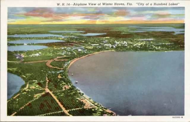 Postcard FL Winter Haven Aerial Airplane View Florida