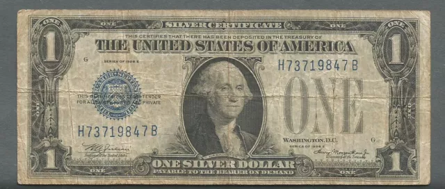 Fr. 1605 1928-E $1 One Dollar "Funnyback" Silver Certificate Key Note Rare