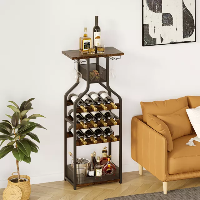Metal Wine Rack Cabinet Floor Wine Bottle Storage Holder Stand Display Shelf US
