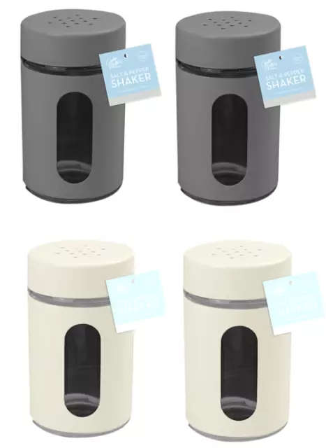 Salt And Pepper Shakers Pots Set Glass Dispensers Cruet Jars Metal Cover Lid UK
