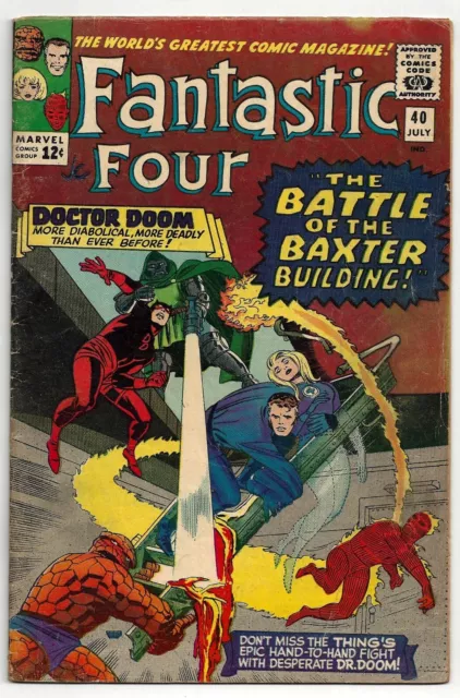 Fantastic Four #40 VG Condition 'Daredevil x-over' (Marvel, July 1965)