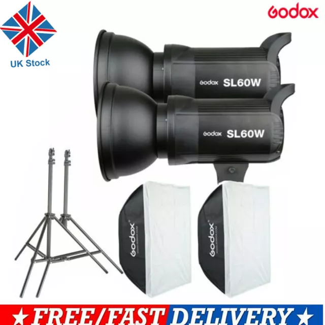 UK 2x Godox SL 60W 5600K Studio Photography LED Video Light  Lightiing f Photo