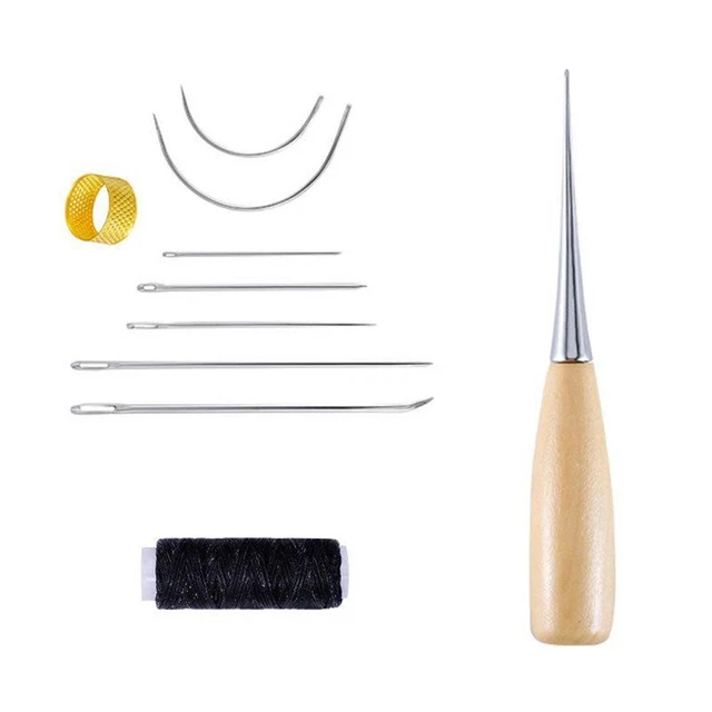 Kit de costura de agujas de costura alfombras de lona cuero artesanal chal de costura dedable