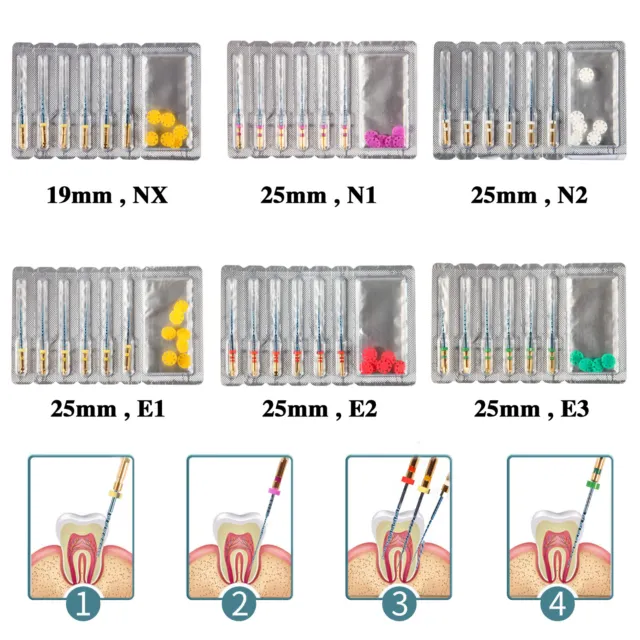 Dental Endodontic Endo Memory Engine Rotary Root Canal NiTi File 6pcs/pack HT