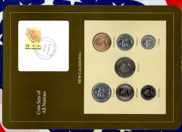 Coin Sets of All Nations New Caledonia w/card 1983-1987 UNC 100 Francs 1984