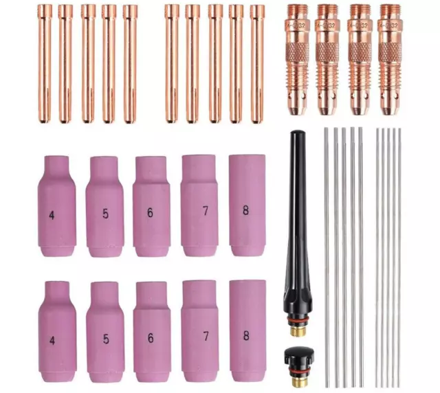 TIG Wear Parts Set 36 pcs Fit Welding WP-Torch SPARES CONSUMABLES Accessory UK