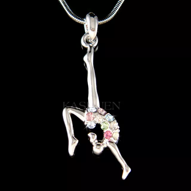 Arc-en-Ciel Gymnastique Gymnaste Avec Cristal Swarovski Acrobat Collier