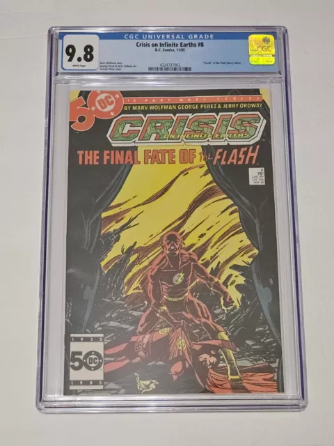 CRISIS ON INFINITE EARTHS #8 (DC Comics, 1985) CGC Graded 9.8 ~ White Pages