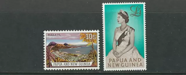 PAPUA NEW GUINEA 1961-3 QEII portrait RABAUL (Scott 162-3 10sh and 1pd) VF MNH