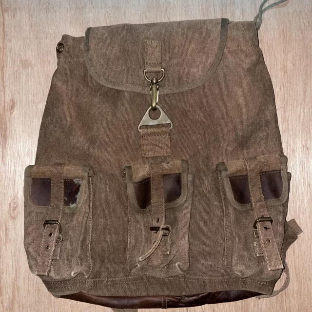Vintage Style Canvas Pack Backpack Wayfarer  Leather Accents Rothco