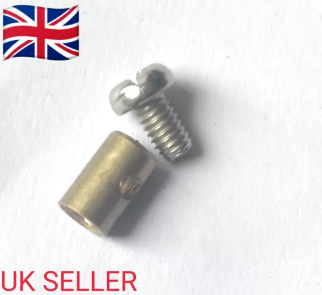 6 X Vespa Lambretta Throttle Cable Solderless Brass Nipple Pair Italian