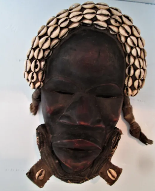 Authentic African Tribal Mask Art Wooden Working Dan Tribe Mask cowrie shells