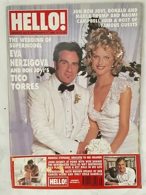 Hello! Magazine #425-21 Sept 1996-Wedding Eva Herzigova+Bon Jovi's Tico Torres