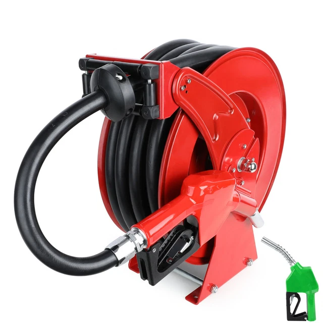 RETRACTABLE FUEL HOSE Reel 3 4 In X 50 Ft With Fueling Nozzle Diesel 
