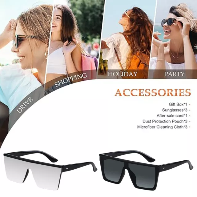 Trendy Oversized Frame Connected Sunglasses Street Style Driving Eyewear NEW