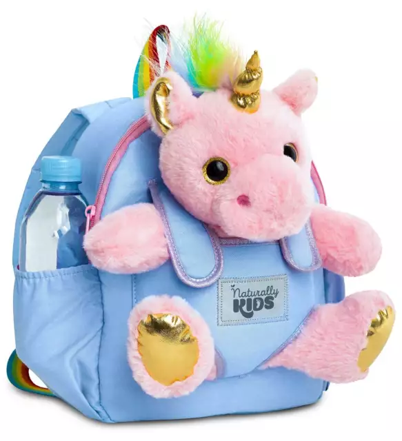 Backpack For Girls Kid With Pink Unicorn Small Stuffed Animal Plush 3-5 yo