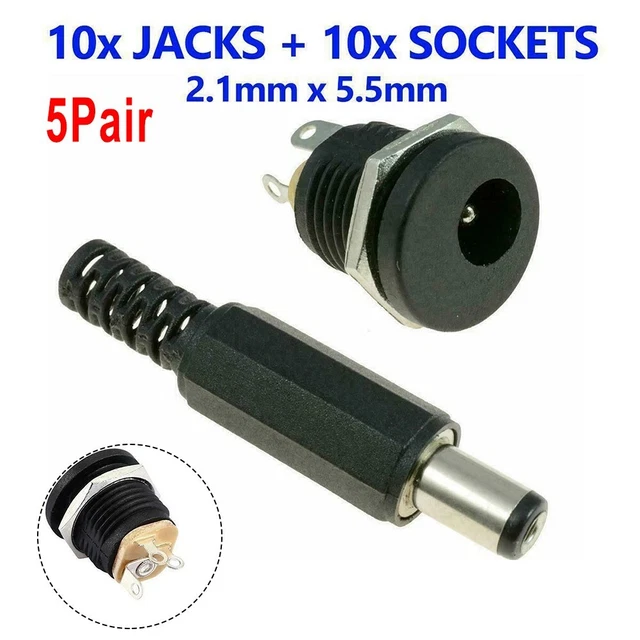 Lot Connecteurs DC 2.1×5.5 Mm Et BNC – 15 Paires DC + 10 Paires BNC, Pour CCTV, Alimentation, Vidéo - 8