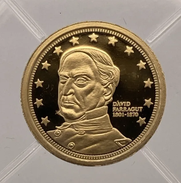 David Farragut Gold Civil War Commemorative Coin .5g 14k & COA American Mint