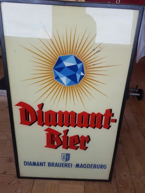 Glasplakat Diamant Brauerei Magdeburg alt & Original kein Emailschild