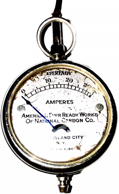 Antique Vintage EveReady Amperes Gauge meter 1910 National automobile truck tool