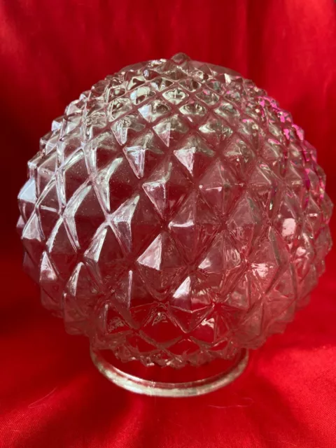 Vintage Glass Crystal Diamond Point Cut Ceiling Globe Light Fixture Cover