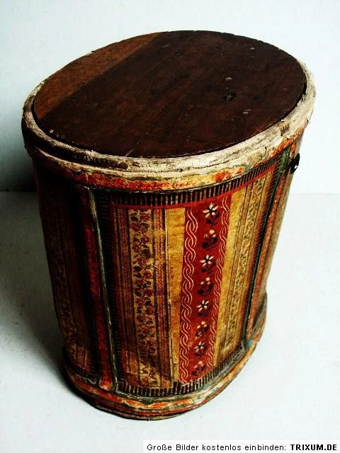 HAUBENSCHACHTEL HANDARBEITS SCHATULLE 19.Jh. PAPPMACHE ORIGINALZUSTAND !
