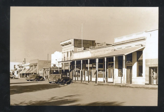 Real Photo Winslow Arizona Downtown Street Scene Old Cars Postcard Copy