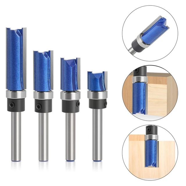Router Punte Ool Legno 4pcs / Set 6.35mm Codolo 6mm Acrilico Cuscinetto Flush