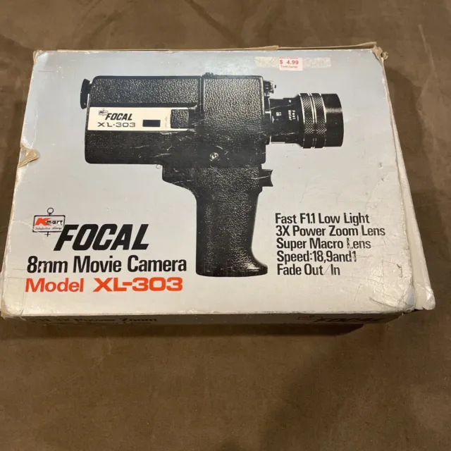 Vintage Focal XL-303 8MM Movie Camera With Original Box Hand Held Kmart Tested