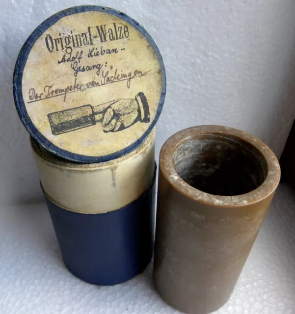 2-Min-Cylinder-Phonograph-Record-Wachswalze Adolf Lieban-OPERA- brown wax