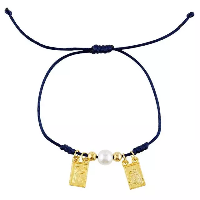 Bleu Scapular Bracelet Avec Boeuf Pendentifs Et Rond Cravate Nœuds Lot D 12 Size