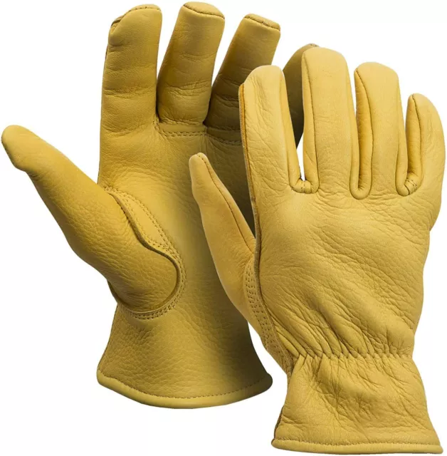 Luxury Deer Skin leather Gloves Natural Unlined Men's Tan