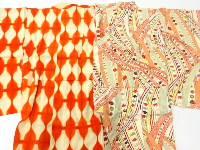 01940# Japanese Kimono / Antique Kimono For Girls / Set Of 2