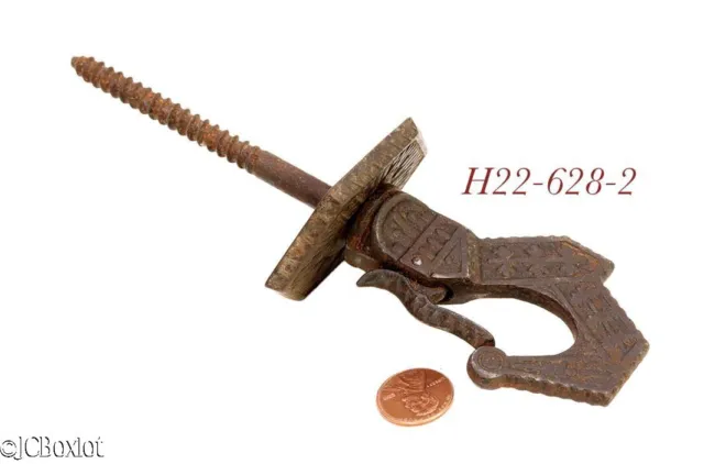 rare VICTORIAN CEILING HOOK HARDWARE SPRING lock w base plate eastlake iron