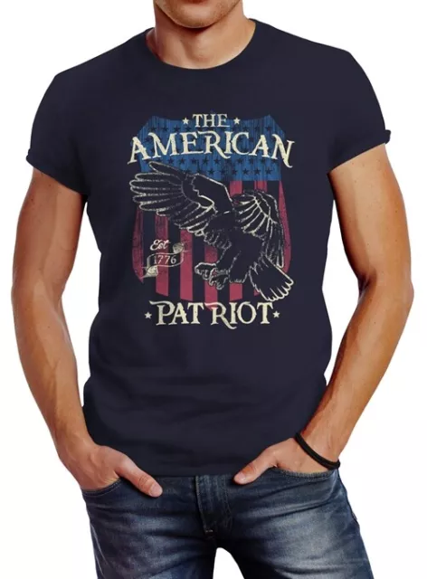 Herren T-Shirt Amerika Flagge Patriot Adler USA Slim Fit Vintage Neverless®