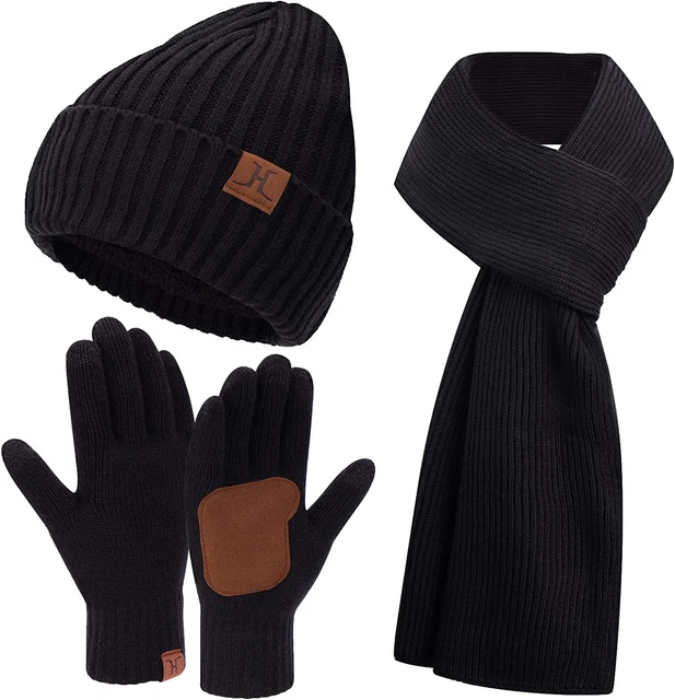 Conjunto de gorro de para hombre y mujer bufanda larga guantes  pantalla táctil,