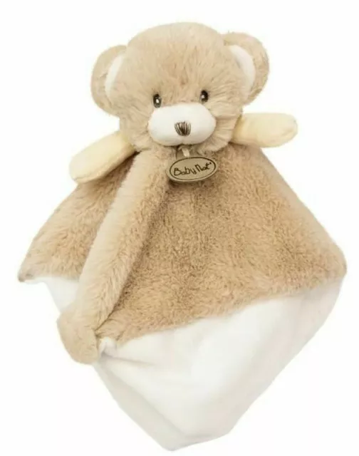 *. Doudou Plat Carre Baby Nat Ours Pap'ours Miel Beige Dessous Blanc 100% Neuf