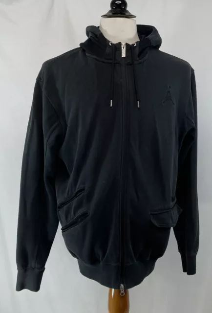 Nike Air Jordan Hoody Hoodie Black Unique Full Zip XL Front Pockets