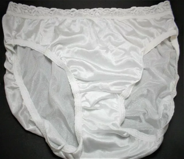 Women's Hanes Hi-Cut Panties White Size 6 Nylon w/Cotton Liner 6 Pair NWT