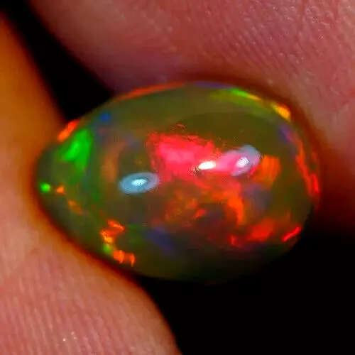 3.8ct Welo Opal Pear Cabochon AAA Red Flash Dark Base Loose Ethiopian VIDEO