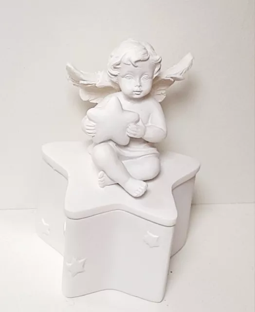 Engel Stern Hochzeit Schatulle Dose Schale Deko Geschenk weiß Tischdeko Geld