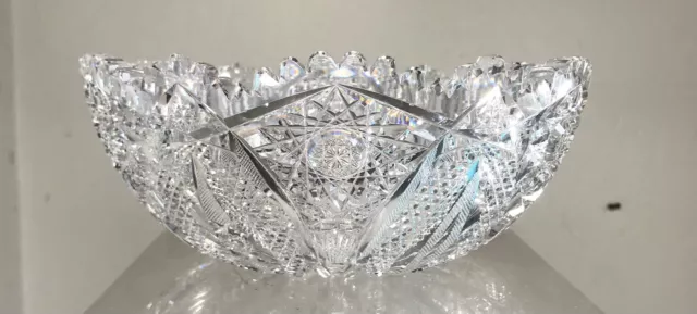 Antique American Brilliant Period Cut Glass Bowl Unidentified Propeller Type