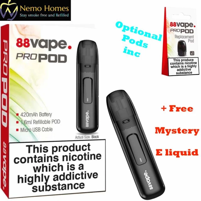 88VAPE REFILLABLE PREMIUM ProPod & Free E liquid & Opt Pods | 88 Vape | Pro  Pod £12.99