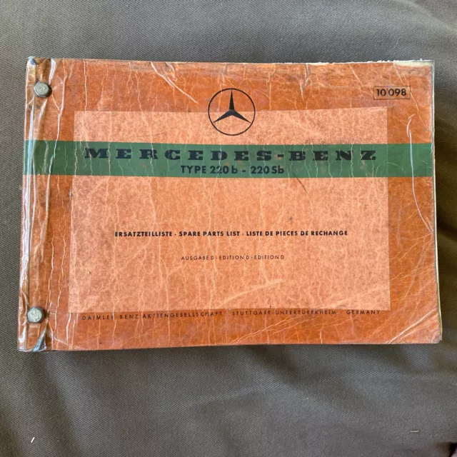 1965 MERCEDES BENZ TYPE 220b 220Sb SPARE PARTS LIST ED D Catalog Manual